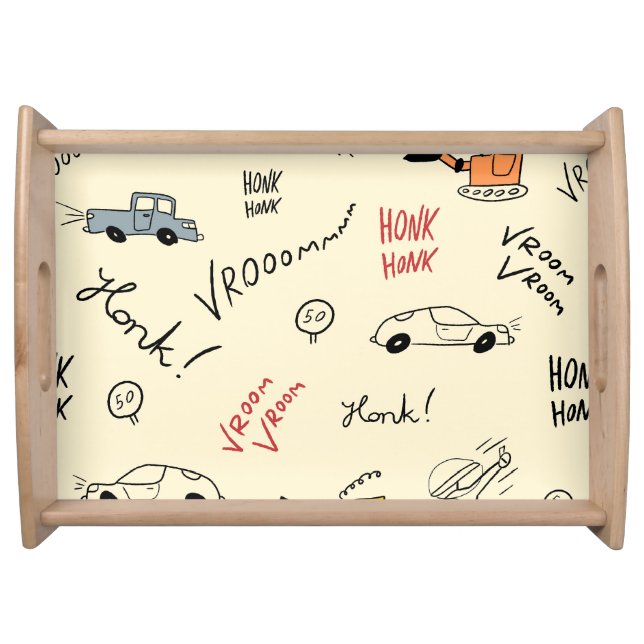Seamless Car Drawings: Kids Bedsheet Serving Tray (Front)