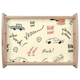 Seamless Car Drawings: Kids Bedsheet Serving Tray