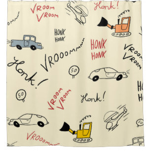 Seamless Car Drawings: Kids Bedsheet Shower Curtain
