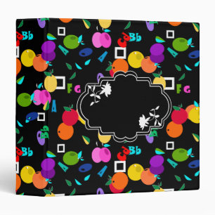 Seamless cartoon abstract kids fun cute fruits alp 3 ring binder