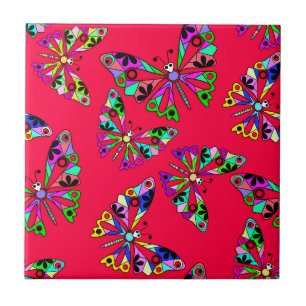 Seamless cartoon kids abstract buttefly pattern re ceramic tile
