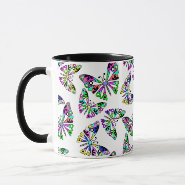 Seamless cartoon kids abstract buttefly pattern wh mug (Left)