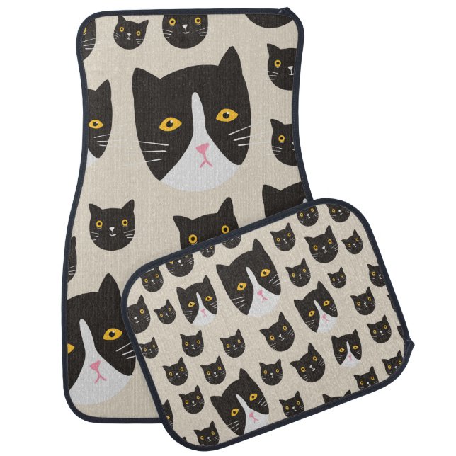 Seamless cat pattern/ car floor mat (Set)