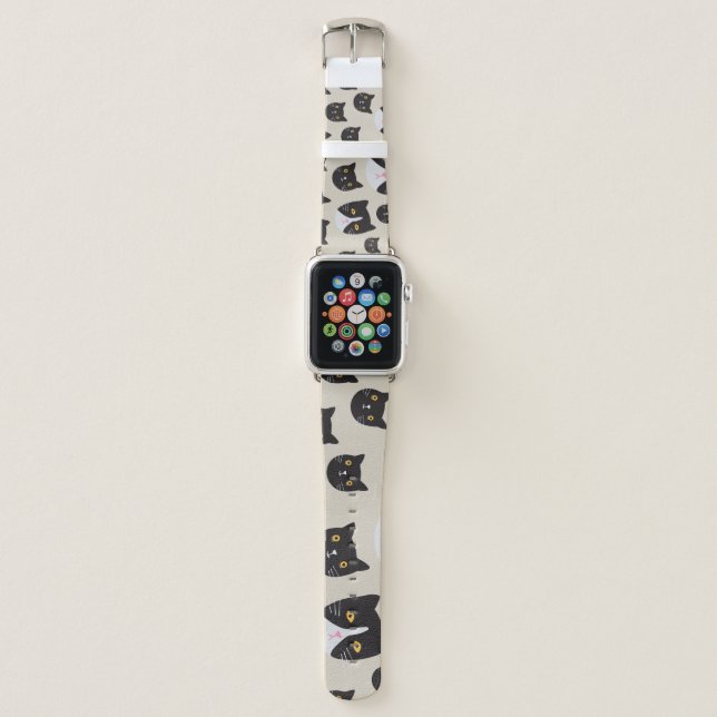 Seamless Cat, Whimsical Pattern Illustration. Apple Watch Band (Front)