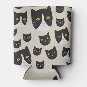 Seamless Cat, Whimsical Pattern Illustration. Can Cooler