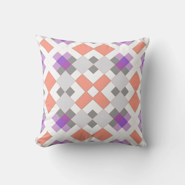 Seamless checkered abstract squares geometrical pr throw pillow (Front)