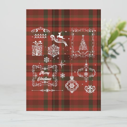 Seamless Checkered Christmas Decoration Red-White (Standing Front)