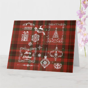 Seamless Checkered Christmas Decoration Red-White Card