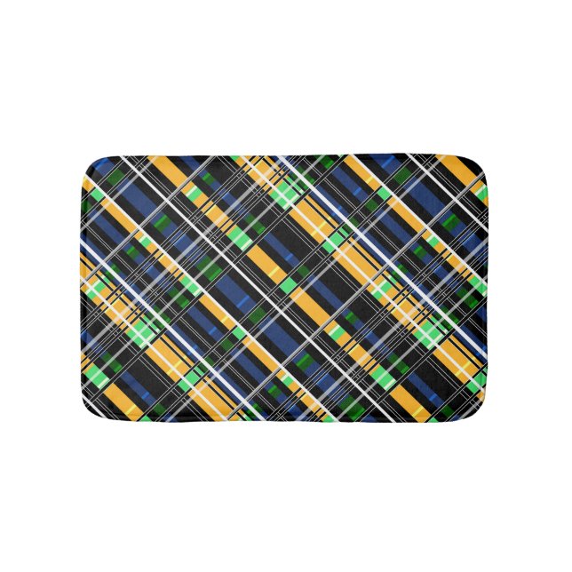 Seamless checkered plaid abstract squares geometri bath mat (Front)