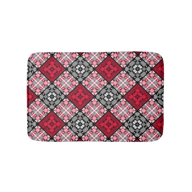 Seamless checkered plaid abstract squares geometri bath mat (Front)