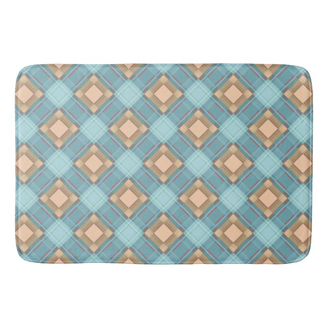 Seamless checkered plaid abstract squares geometri bath mat (Front)