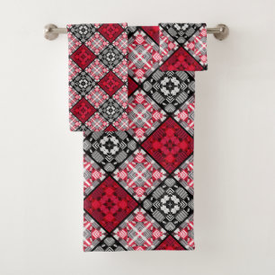 Seamless checkered plaid abstract squares geometri bath towel set