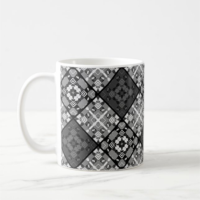 Seamless checkered plaid abstract squares geometri coffee mug (Left)