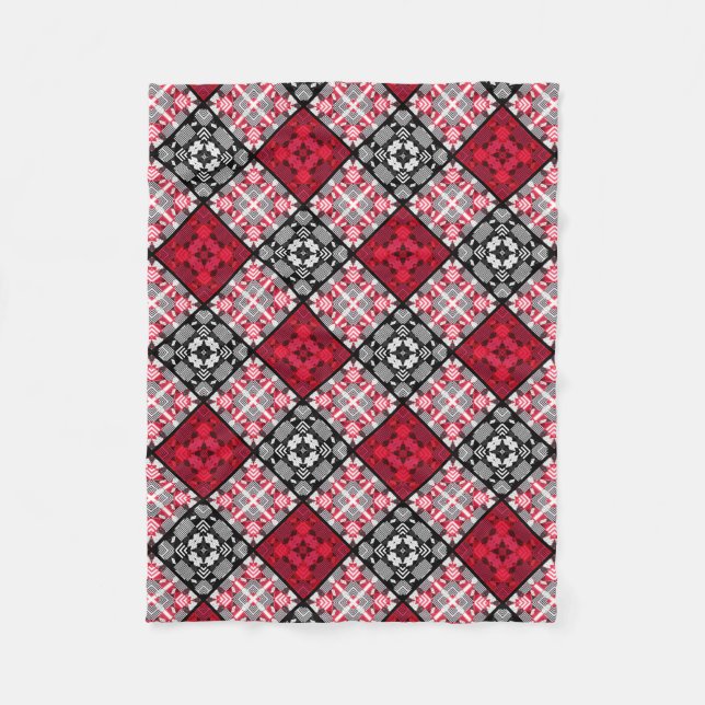 Seamless checkered plaid abstract squares geometri fleece blanket (Front)