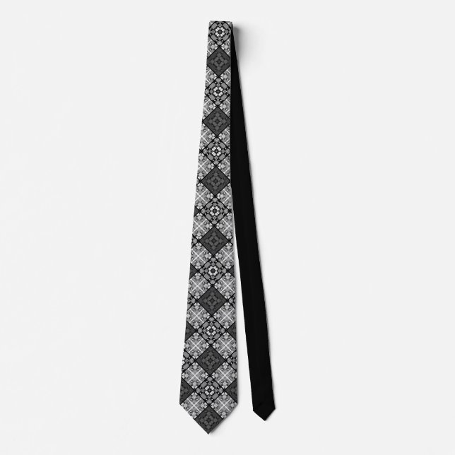Seamless checkered plaid abstract squares geometri neck tie (Front)
