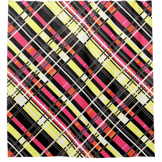 Seamless checkered plaid abstract squares geometri shower curtain (Front)