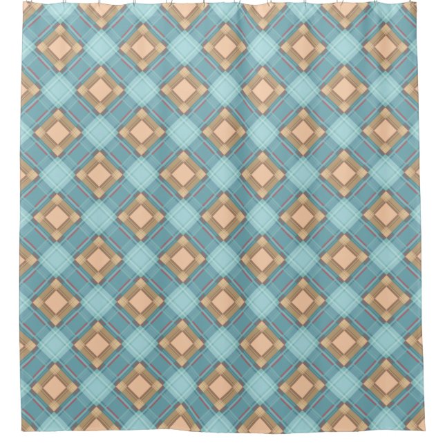 Seamless checkered plaid abstract squares geometri shower curtain (Front)