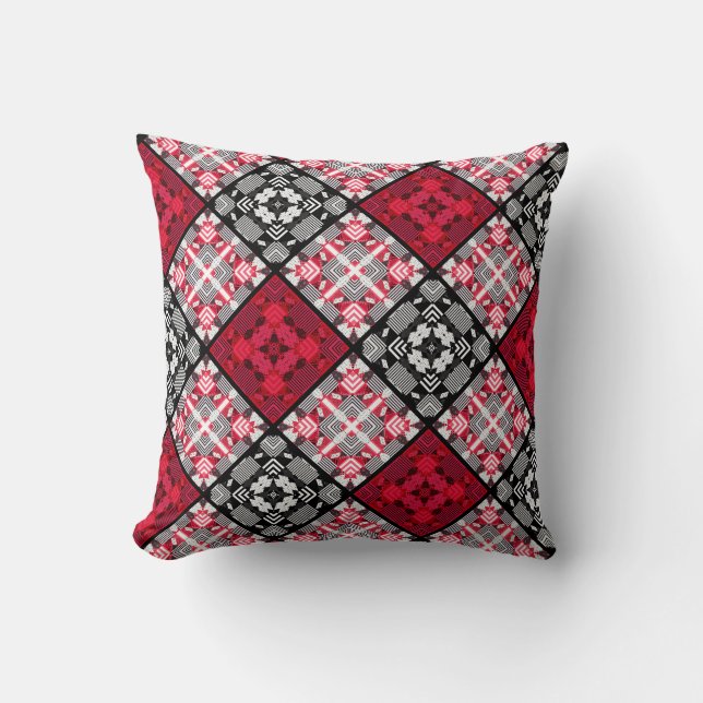 Seamless checkered plaid abstract squares geometri throw pillow (Front)