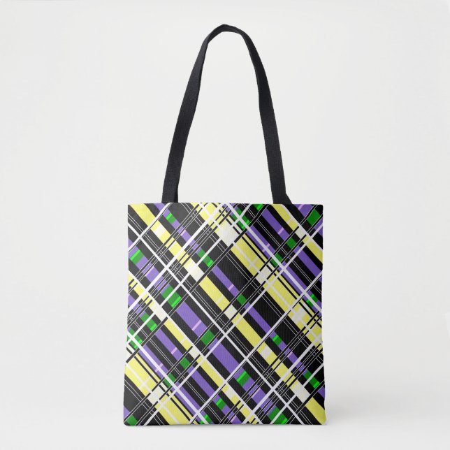 Seamless checkered plaid abstract squares geometri tote bag (Front)