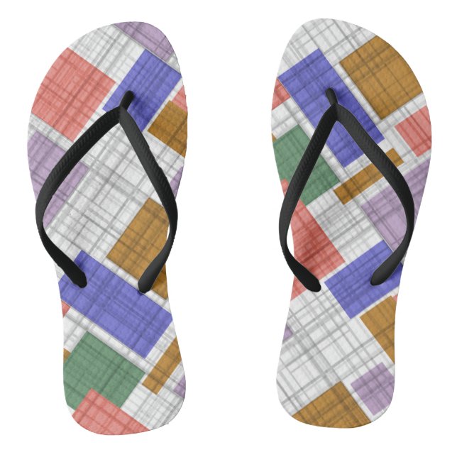 Seamless checkered plaid geometrical squares lined flip flops (Footbed)