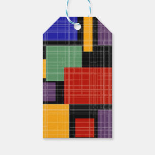 Seamless checkered plaid geometrical squares lined gift tags