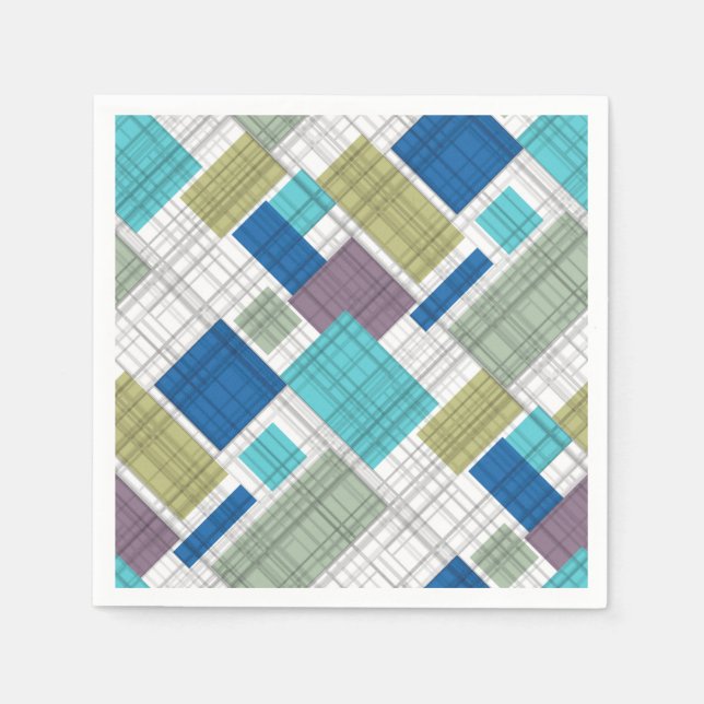 Seamless checkered plaid geometrical squares lined napkins (Front)