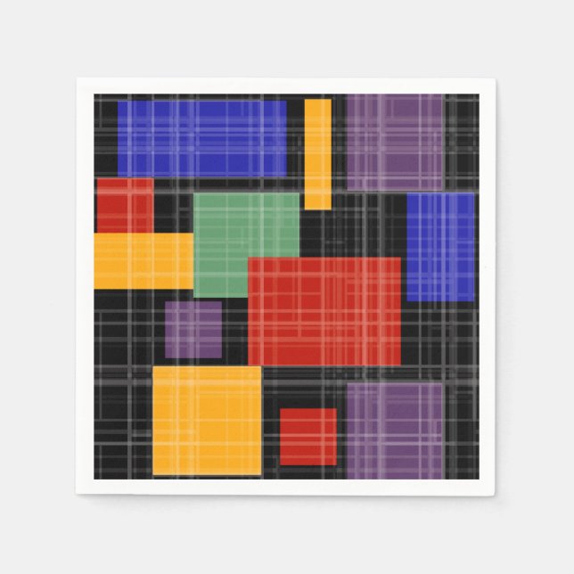 Seamless checkered plaid geometrical squares lined napkins (Front)