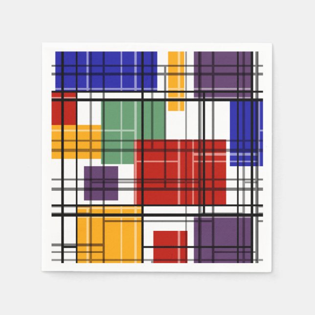 Seamless checkered plaid geometrical squares lined napkins (Front)