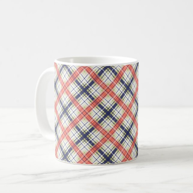 Seamless checkered plaid lined abstract pattern be coffee mug (Front Left)