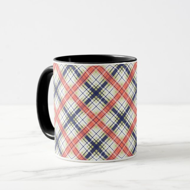 Seamless checkered plaid lined abstract pattern be mug (Front Left)