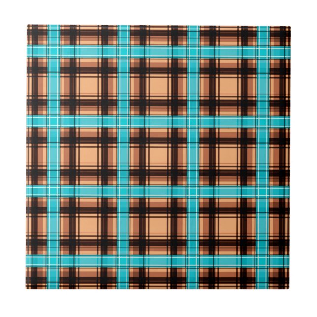 Seamless checkered plaid lined abstract pattern bl ceramic tile (Front)
