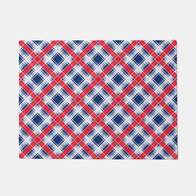 Seamless checkered plaid lined abstract pattern bl doormat (Front)