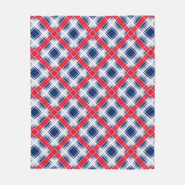 Seamless checkered plaid lined abstract pattern bl fleece blanket (Front)