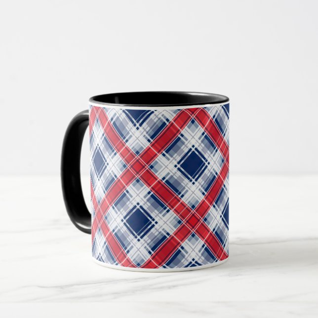 Seamless checkered plaid lined abstract pattern bl mug (Front Left)