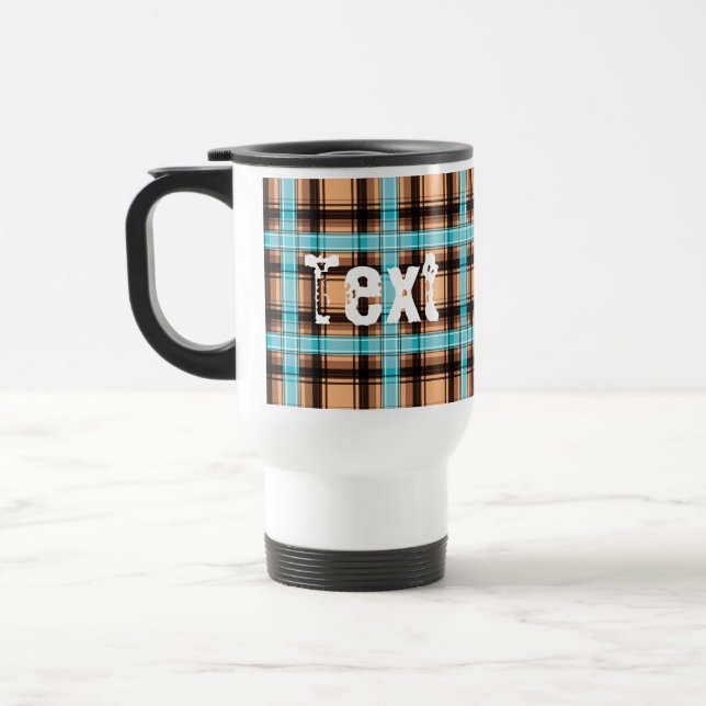 Seamless checkered plaid lined abstract pattern bl travel mug (Left)