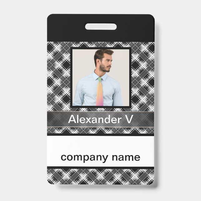 Seamless checkered plaid lined abstract pattern re badge (Front)