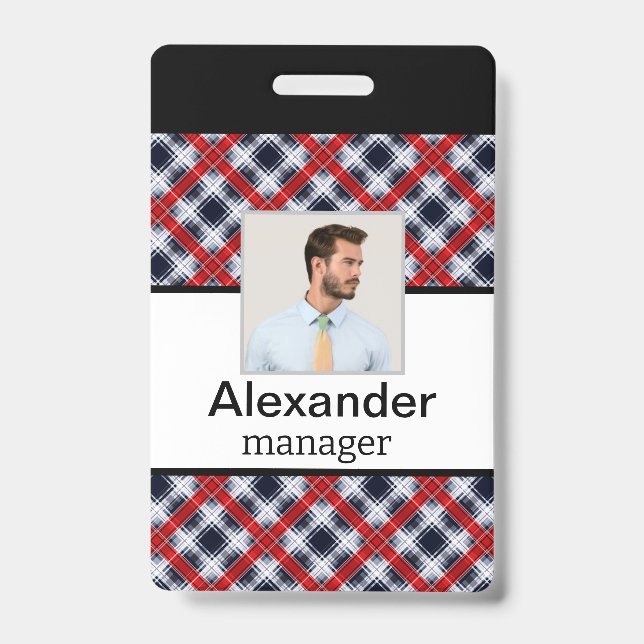 Seamless checkered plaid lined abstract pattern re badge (Front)