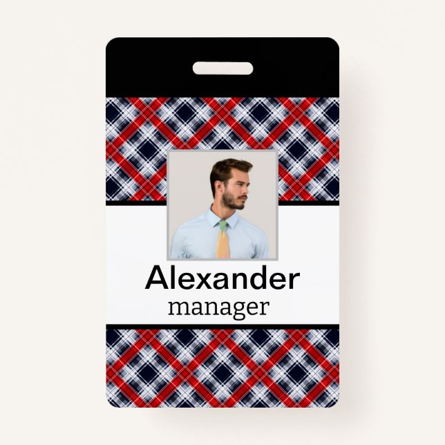 Seamless checkered plaid lined abstract pattern re badge (Front)
