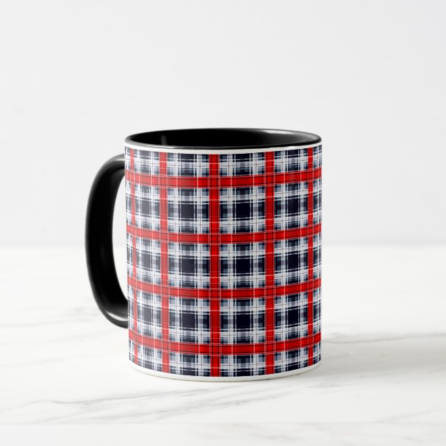 Seamless checkered plaid lined abstract pattern re mug (Front Left)