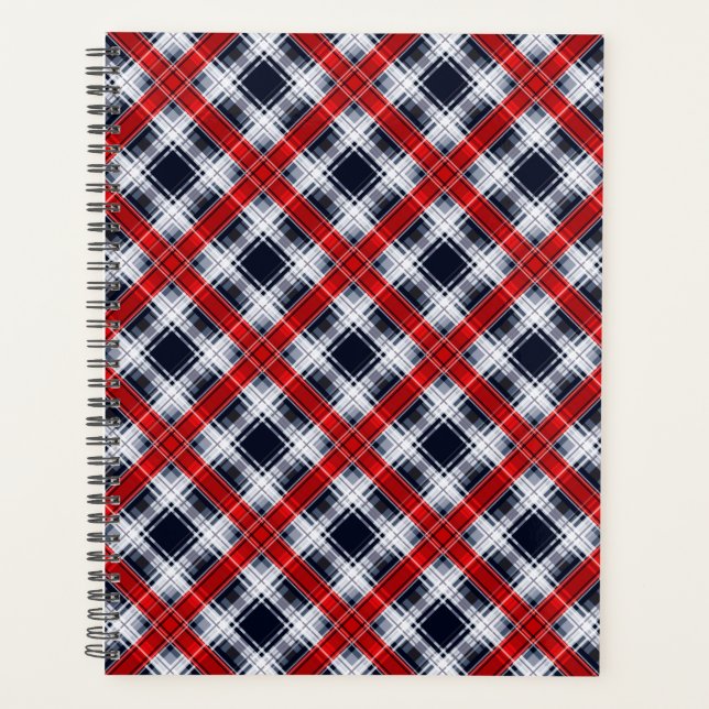 Seamless checkered plaid lined abstract pattern re planner (Front)