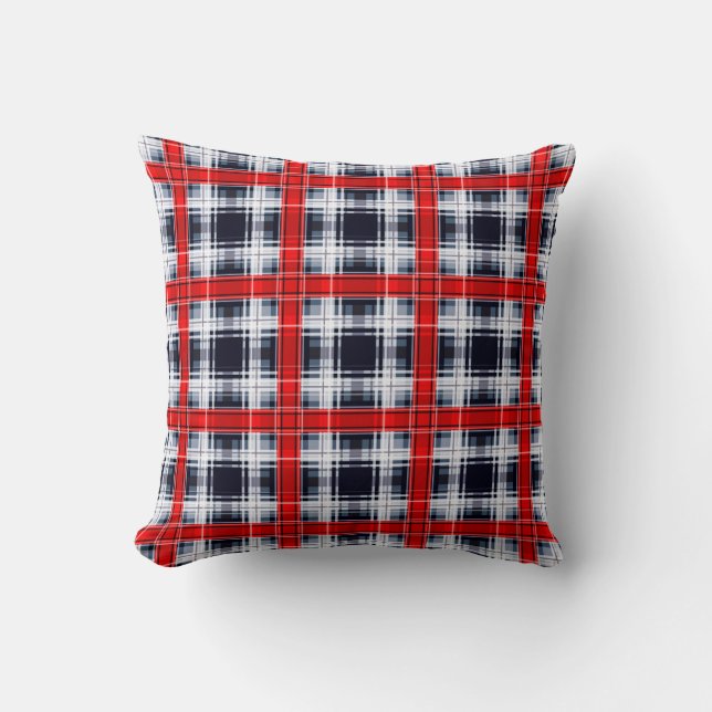 Seamless checkered plaid lined abstract pattern re throw pillow (Front)