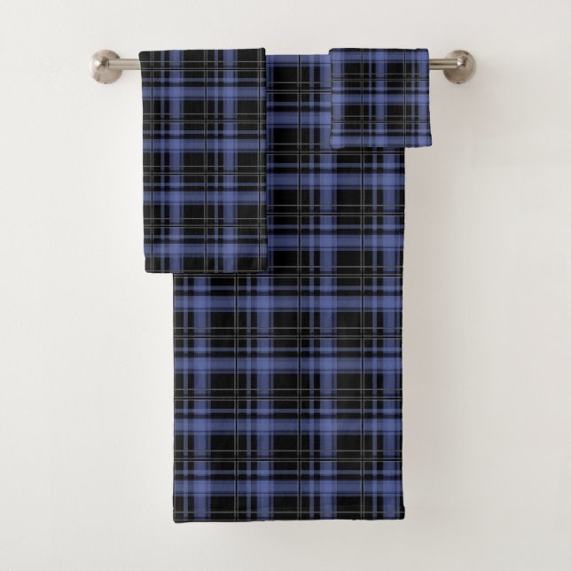 Seamless checkered plaid tartan lined striped patt bath towel set (Insitu)