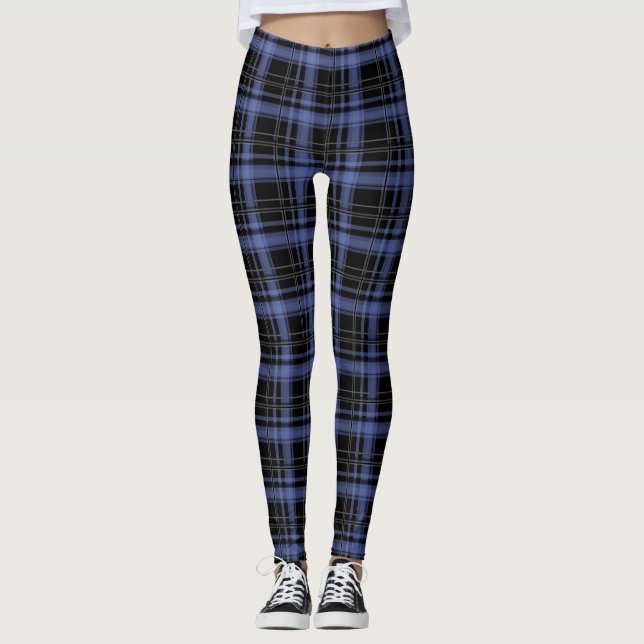 Seamless checkered plaid tartan lined striped patt leggings (Front)