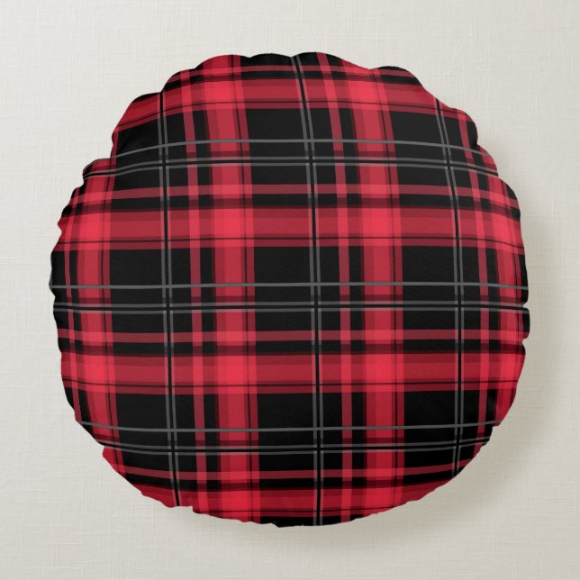 Seamless checkered plaid tartan lined striped patt round pillow (Front)