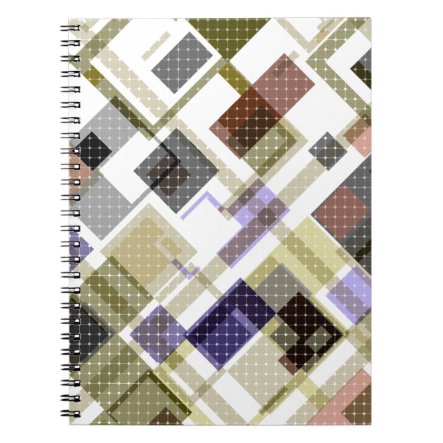 Seamless checkered plaid tartan pattern green brow notebook (Front)