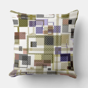 Seamless checkered plaid tartan pattern green brow throw pillow