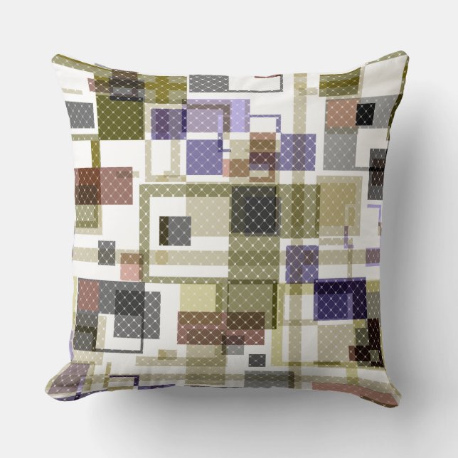 Seamless checkered plaid tartan pattern green brow throw pillow (Front)