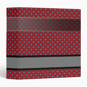 Seamless checkered plaid tartan pattern red gray 3 ring binder