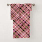 Pink and White Buffalo Plaid Bath Towel Set, Zazzle