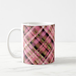 Seamless checkered plaid tartan pink black white p coffee mug